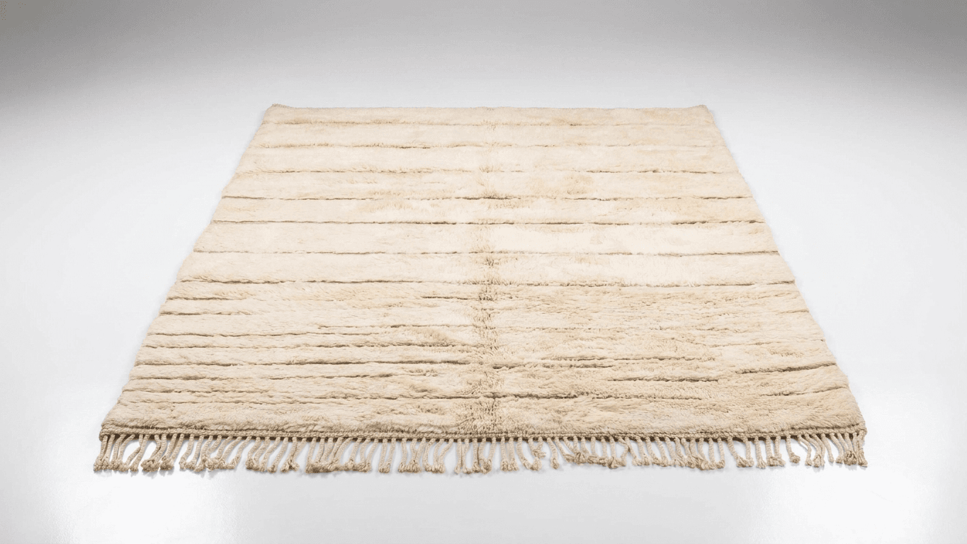 Handmade Wool Rug Beni Mrirt Boho Style Custom Size Living Room