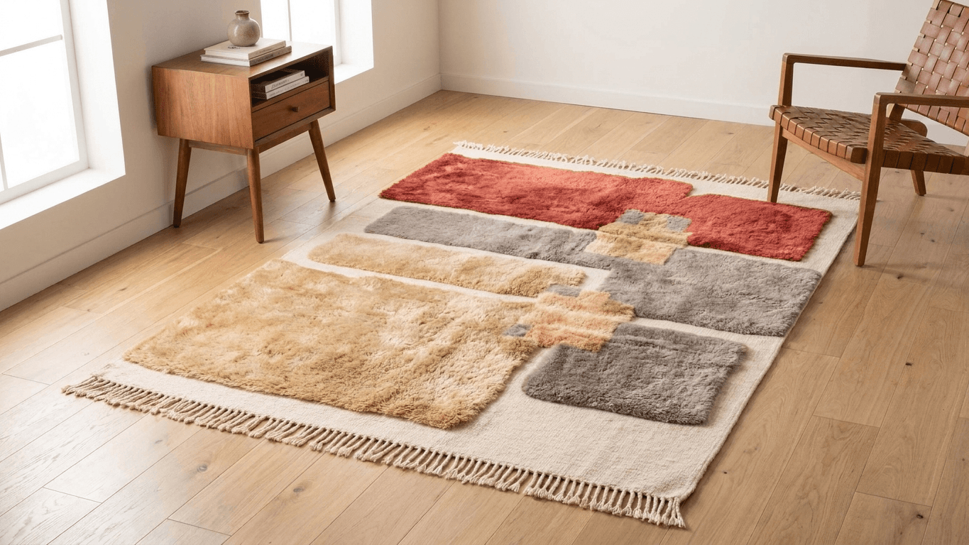 Handmade Wool Rug - Beni Mrirt - Boho Modern Decor