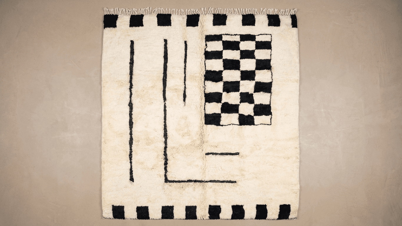 Handmade Wool Rug Beni Mrirt Custom Size Boho Living Room Decor