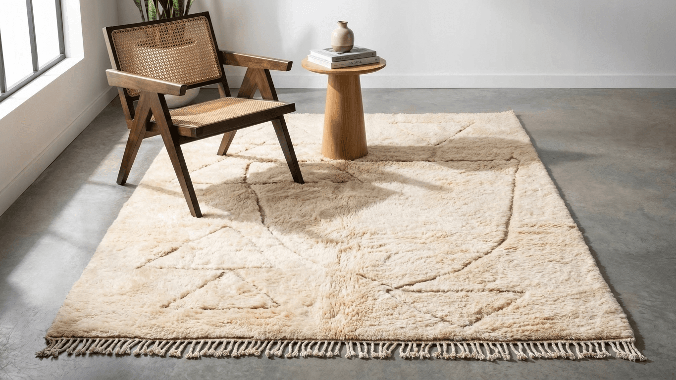 Handmade Wool Rug Beni Mrirt Custom Size Boho Home Decor