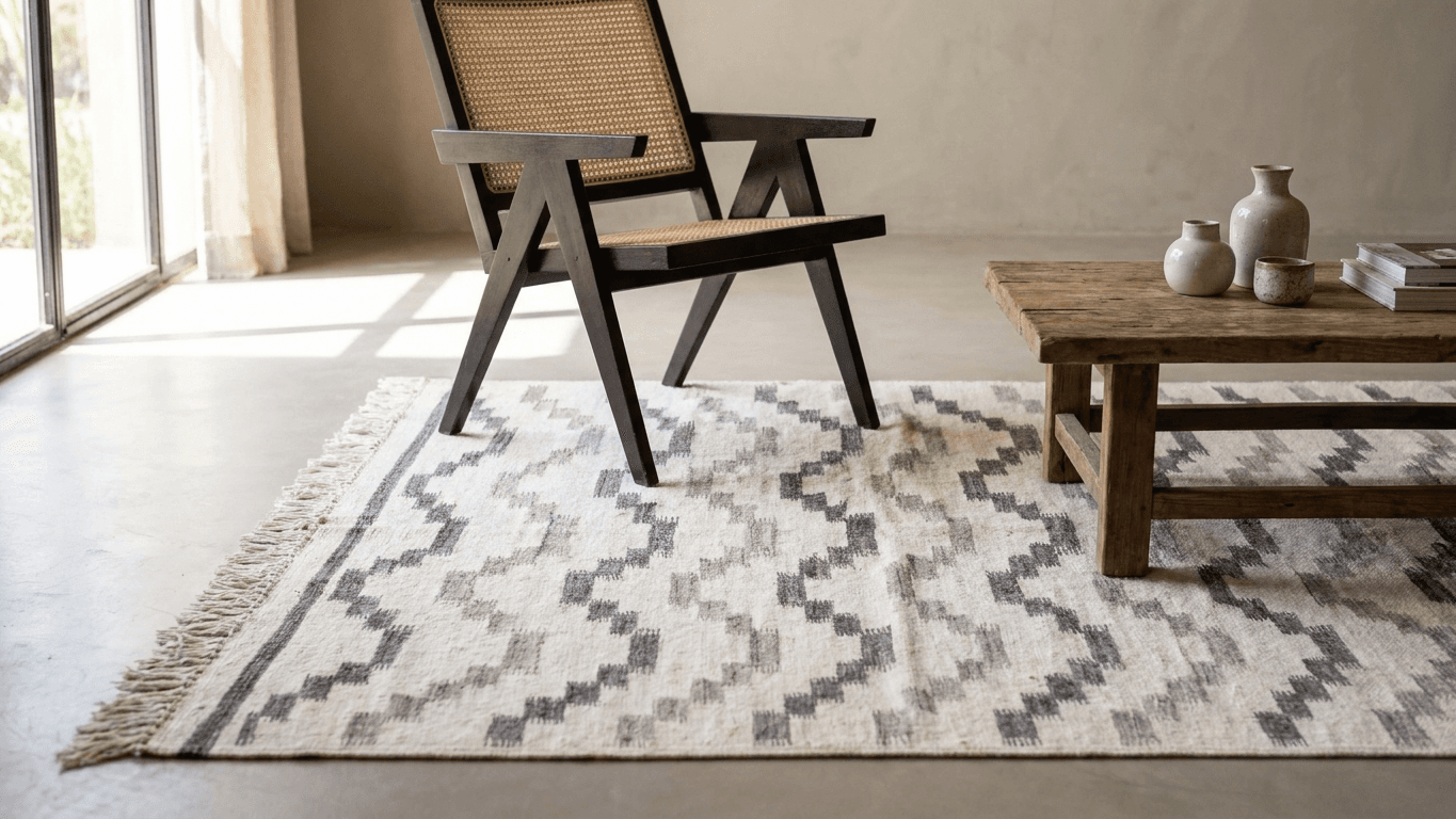 Ivory Zigzag Taznakht Rug