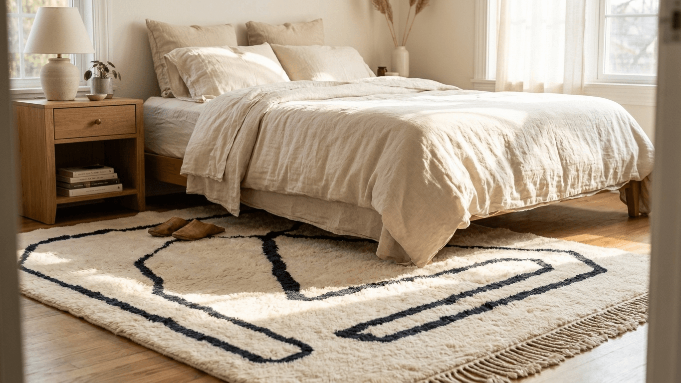 Handmade Wool Rug Custom Size Boho Beni Mrirt Living Room