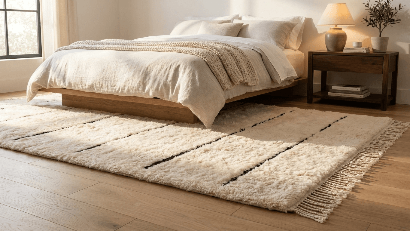 Handmade Wool Rugs Beni Mrirt Boho Style Bedroom Decor
