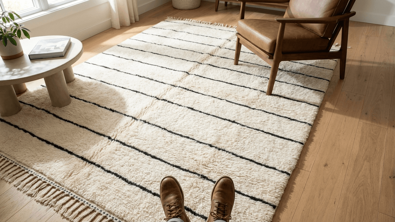 Handmade Wool Rugs Beni Mrirt Boho Style Bedroom Decor