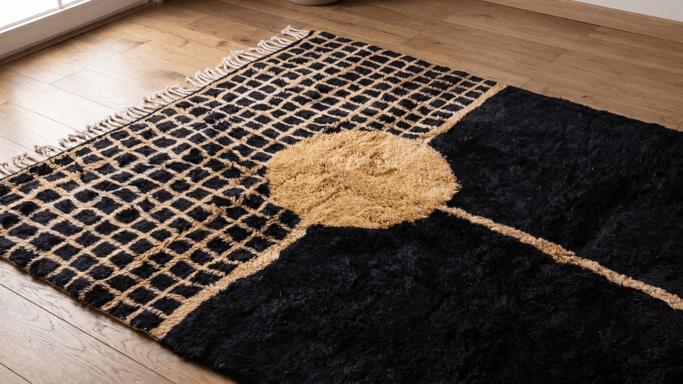 Handmade Wool Rugs Beni Mrirt Boho Custom Size Living Room Decor