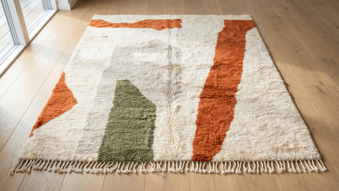 Handmade Wool Rug Beni Mrirt Boho Decor Custom Size