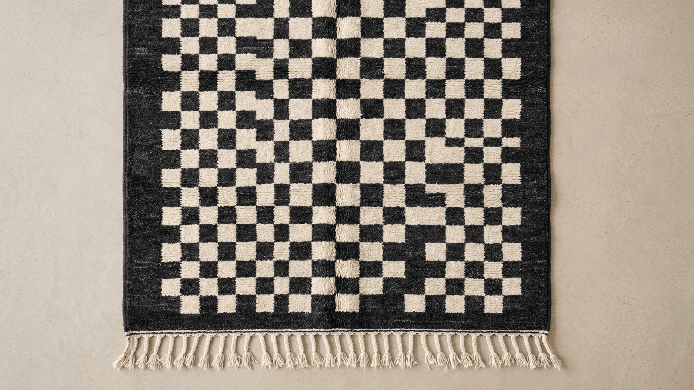 Handmade Wool Beni Mrirt Rug Custom Size Boho Living Room