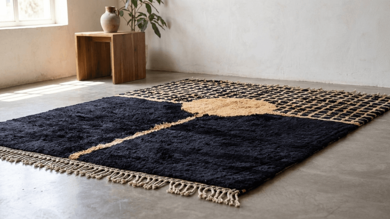 Handmade Wool Rugs Beni Mrirt Boho Custom Size Living Room Decor