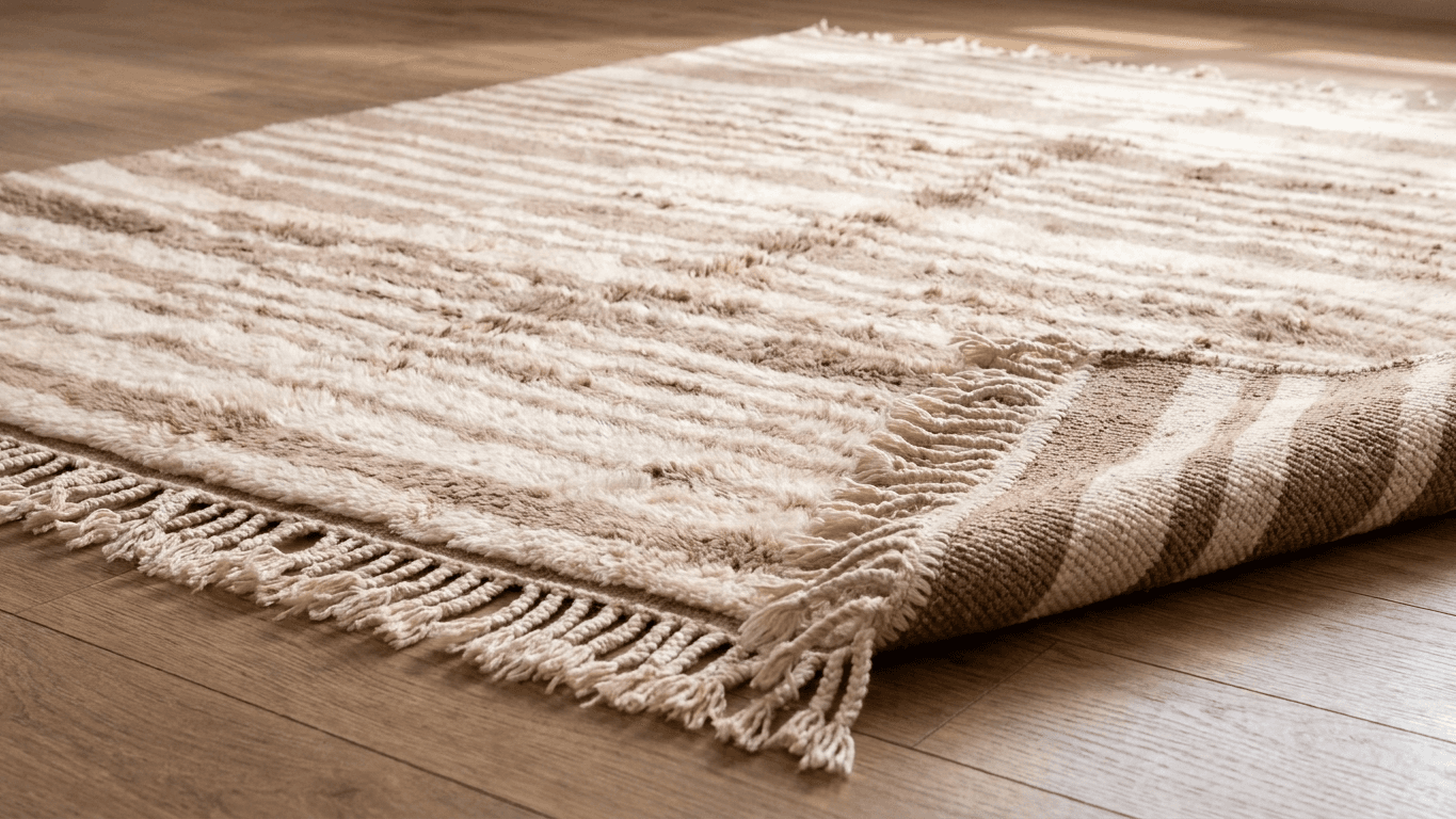 Handmade Wool Rug Beni Mrirt Custom Size Boho Living Room