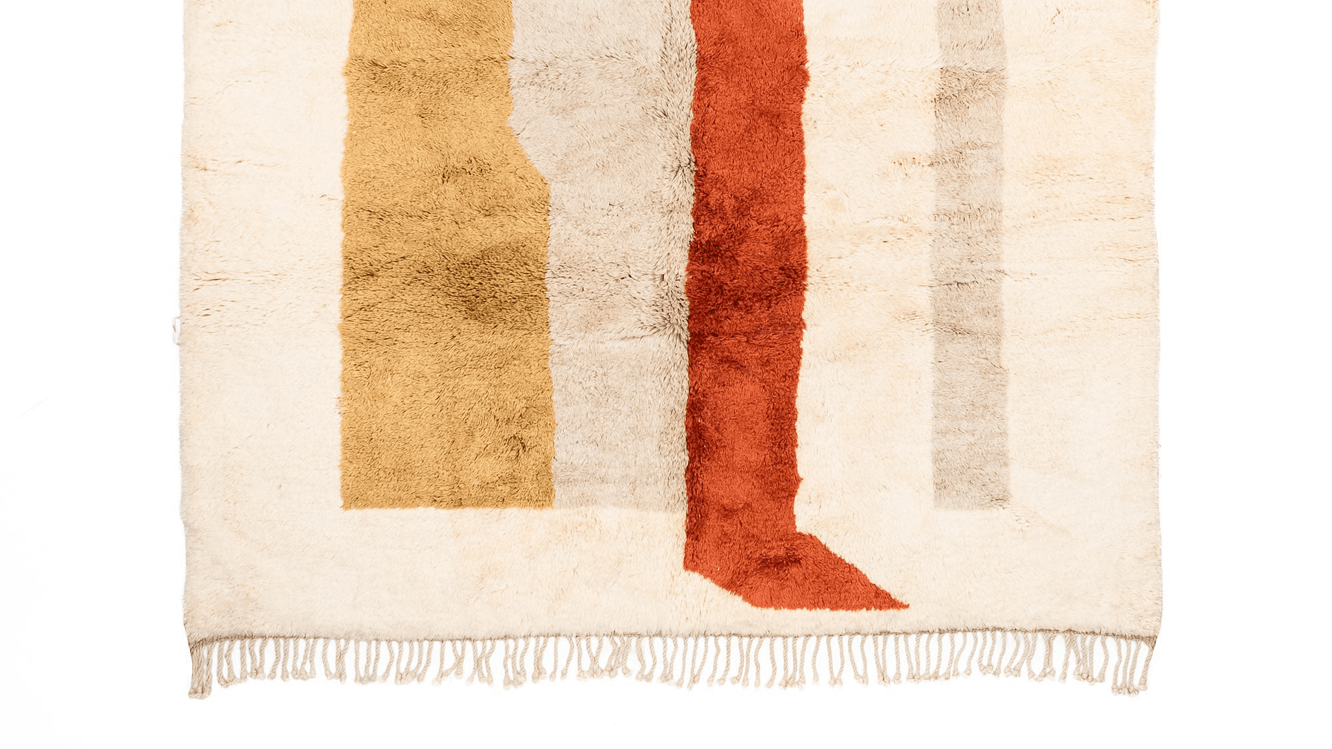 Moroccan Rug Handmade Wool- Neutral Ivory Cream Rust Modern Boho Area Rug for Living Room Bedroom Beni Mrirt