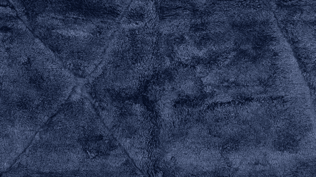 Moroccan Rug Handmade Wool - Navy Blue Modern Minimalist Area Rug for Living Room Bedroom - Beni Mrirt