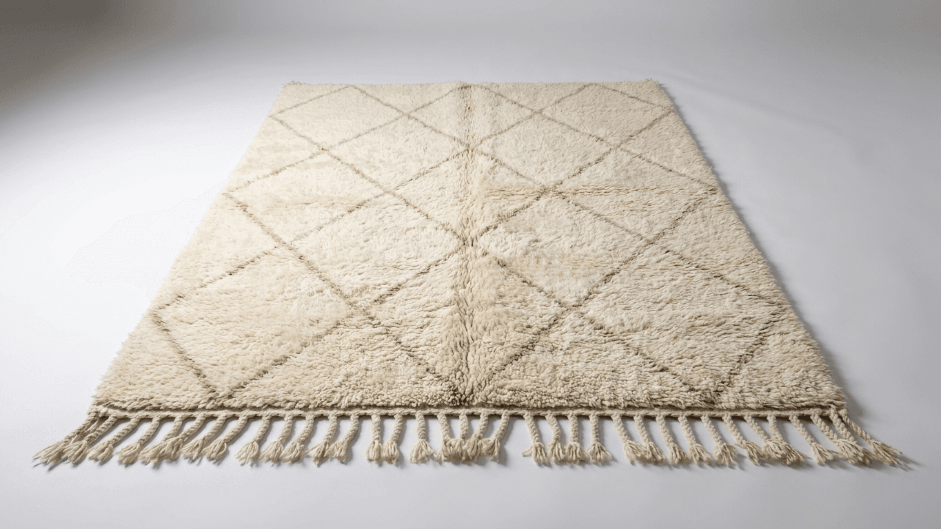 Handmade Wool Beni Ourain RugBoho Living Room Decor