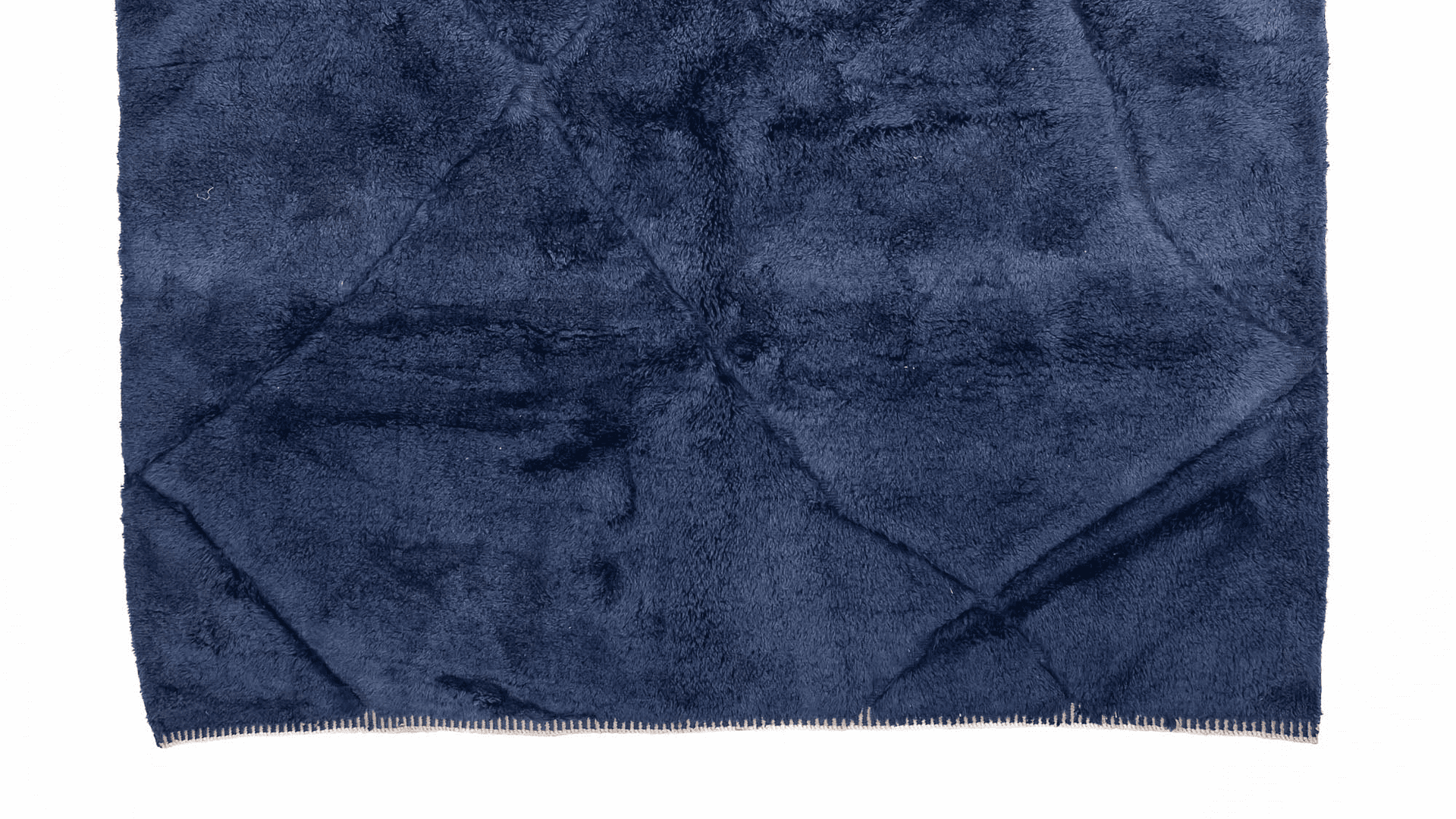 Moroccan Rug Handmade Wool - Navy Blue Modern Minimalist Area Rug for Living Room Bedroom - Beni Mrirt