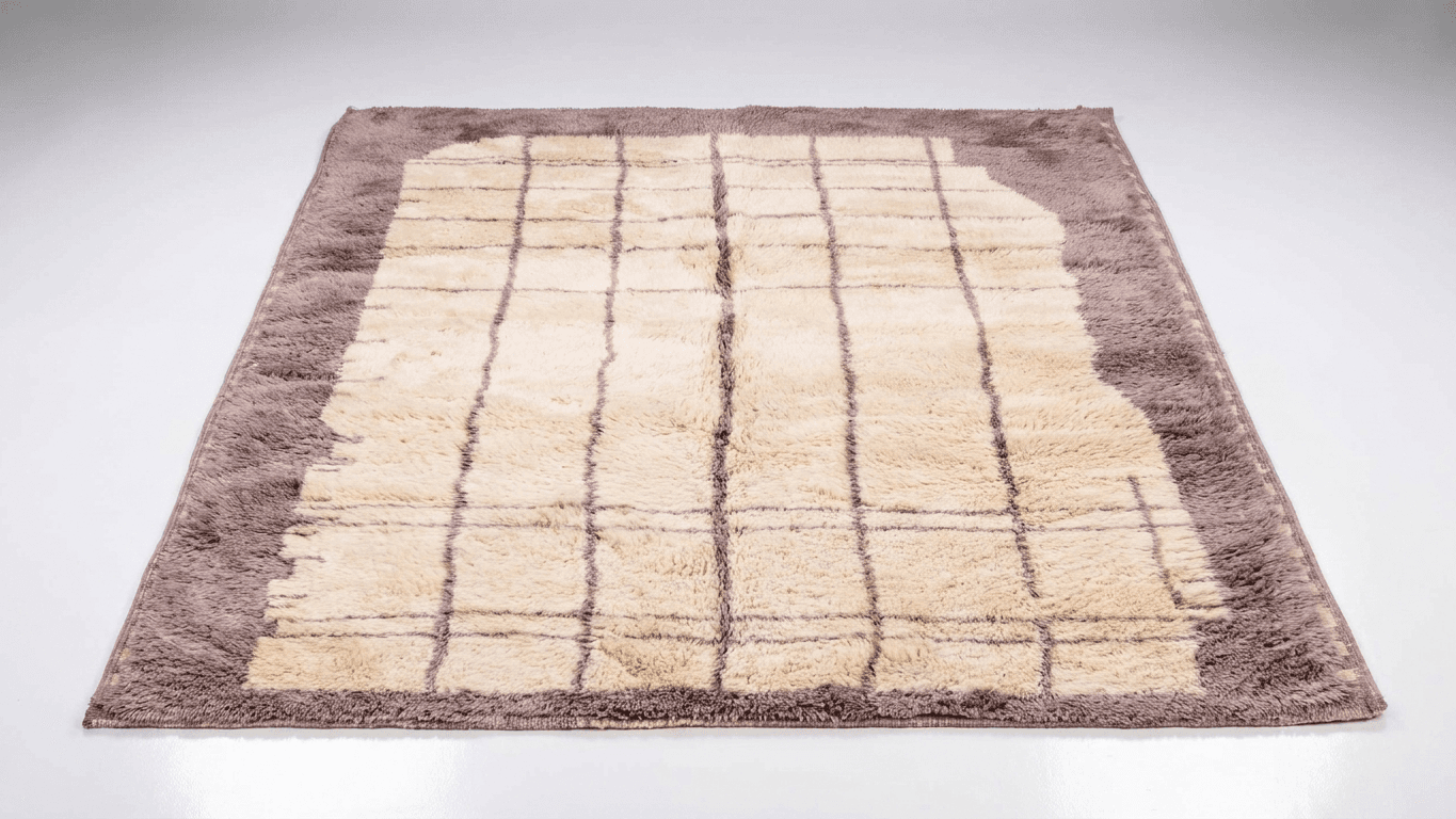 Handmade Wool Beni Mrirt Rug Boho Living Room Decor