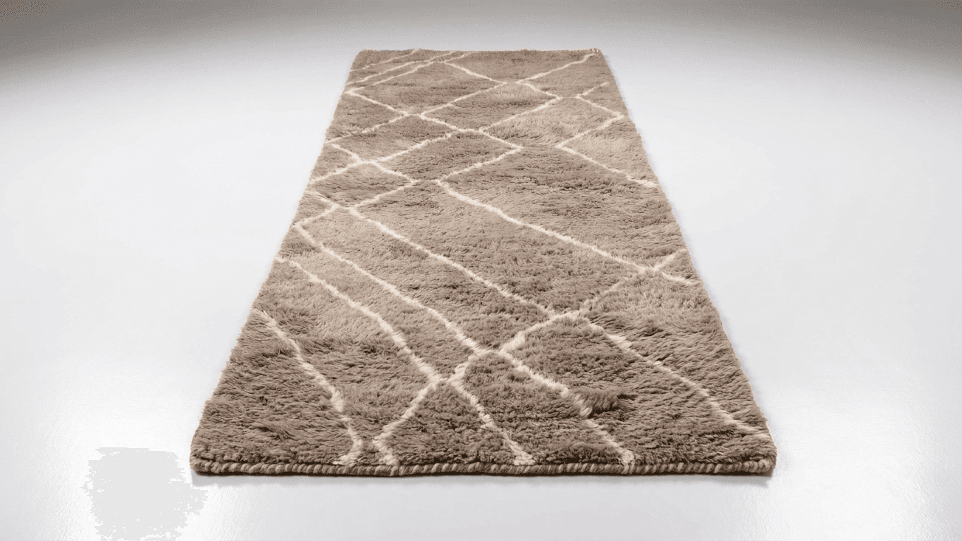 Handmade Wool Beni Mrirt Rug Custom Size Boho Living Room Decor