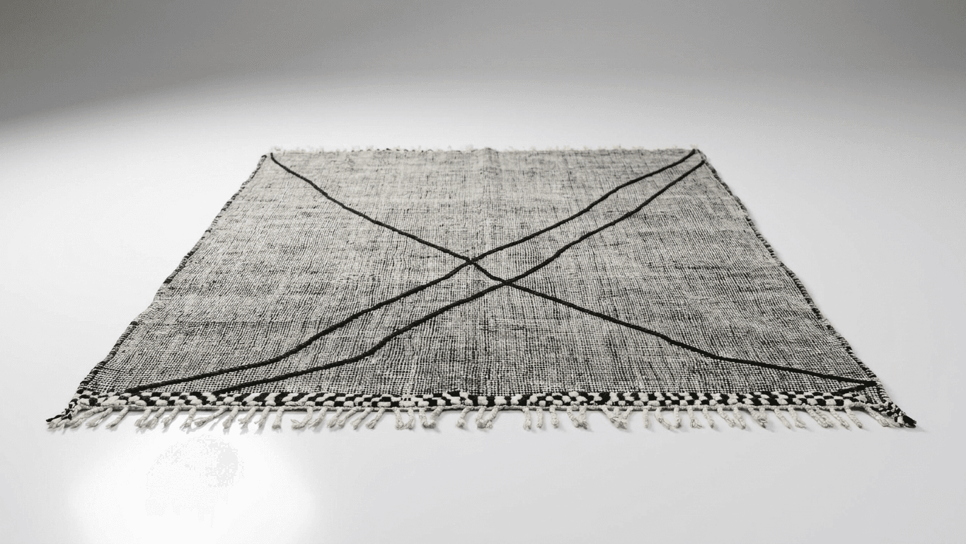 Neutral Linear Border Kilim Rug
