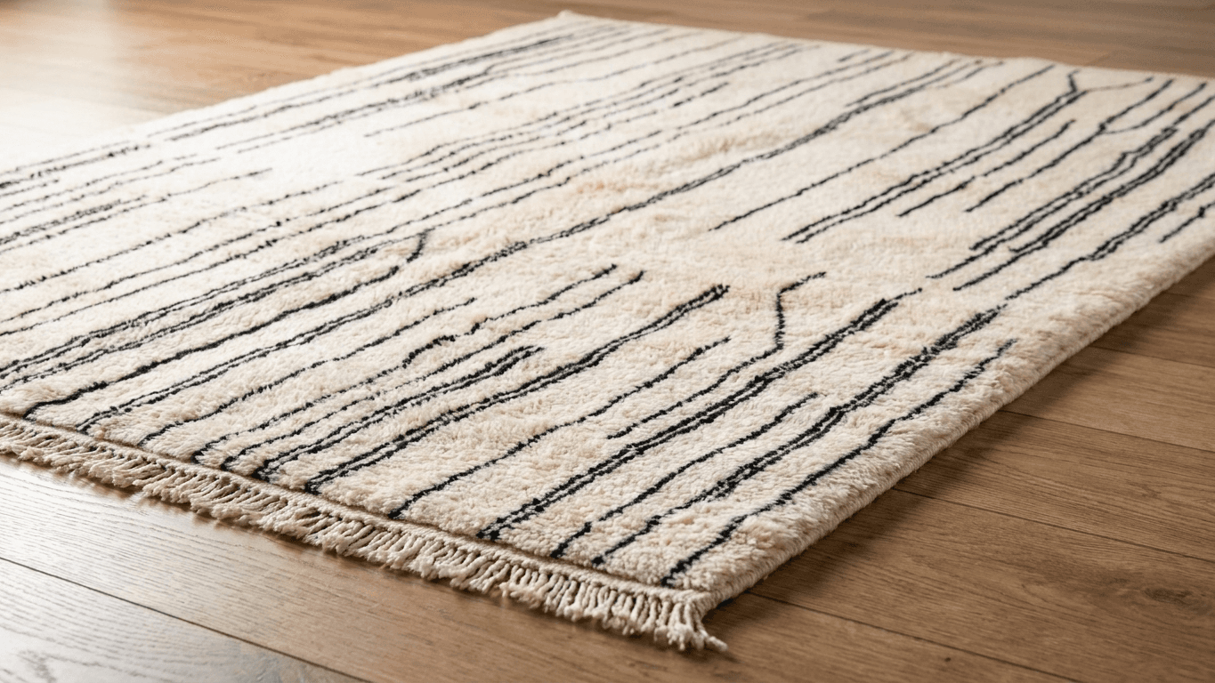 Handmade Wool Rugs Beni Mrirt Custom Size Boho Living Room Decor