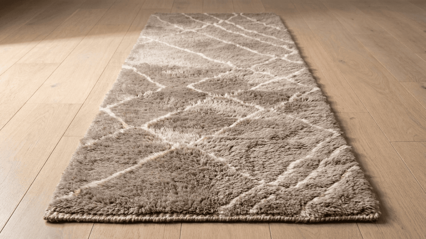 Handmade Wool Beni Mrirt Rug Custom Size Boho Living Room Decor