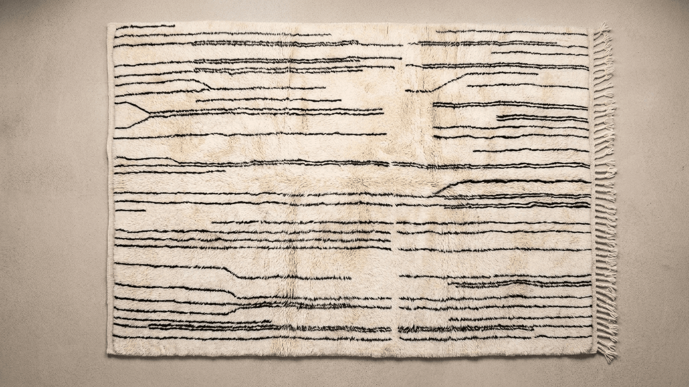Handmade Wool Rugs Beni Mrirt Custom Size Boho Living Room Decor