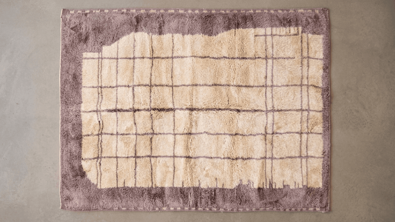 Handmade Wool Beni Mrirt Rug Boho Living Room Decor