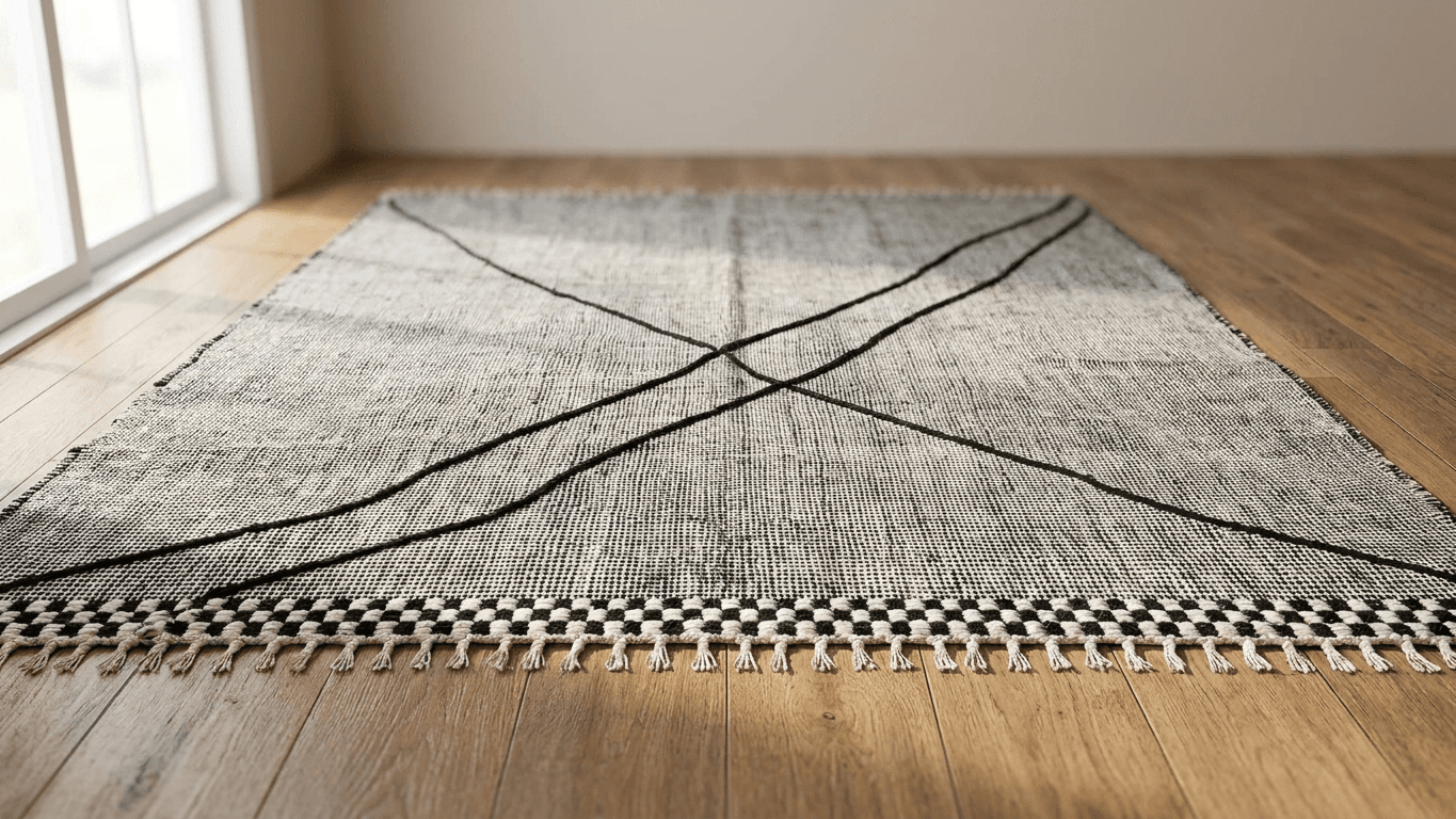 Neutral Linear Border Kilim Rug