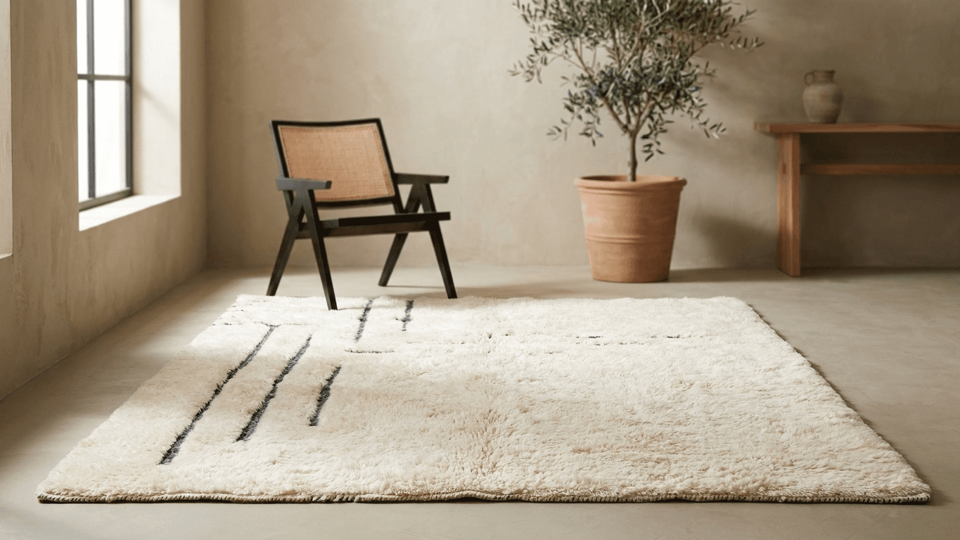 Handmade Wool Rug Custom Size Boho Beni Mrirt Bedroom Decor