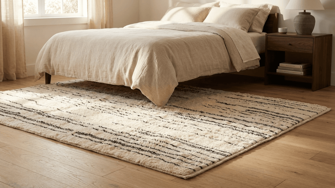 Handmade Wool Rugs Beni Mrirt Custom Size Boho Living Room Decor
