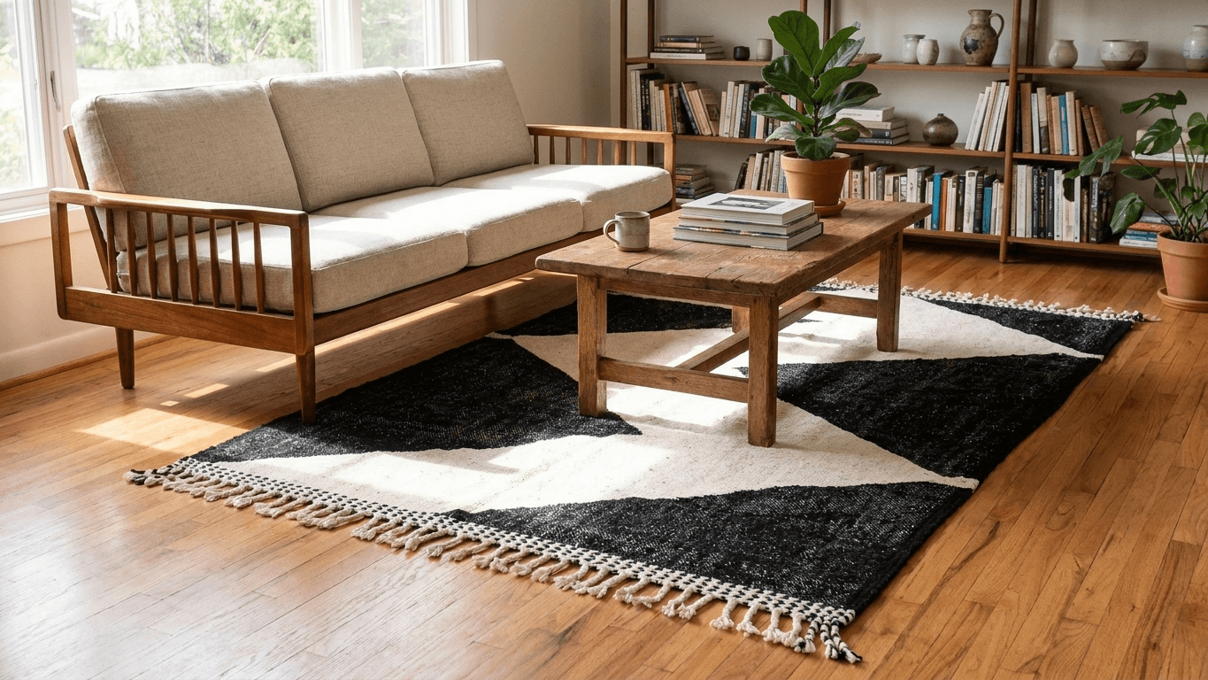 Black Chevron Kilim Taznakht Rug