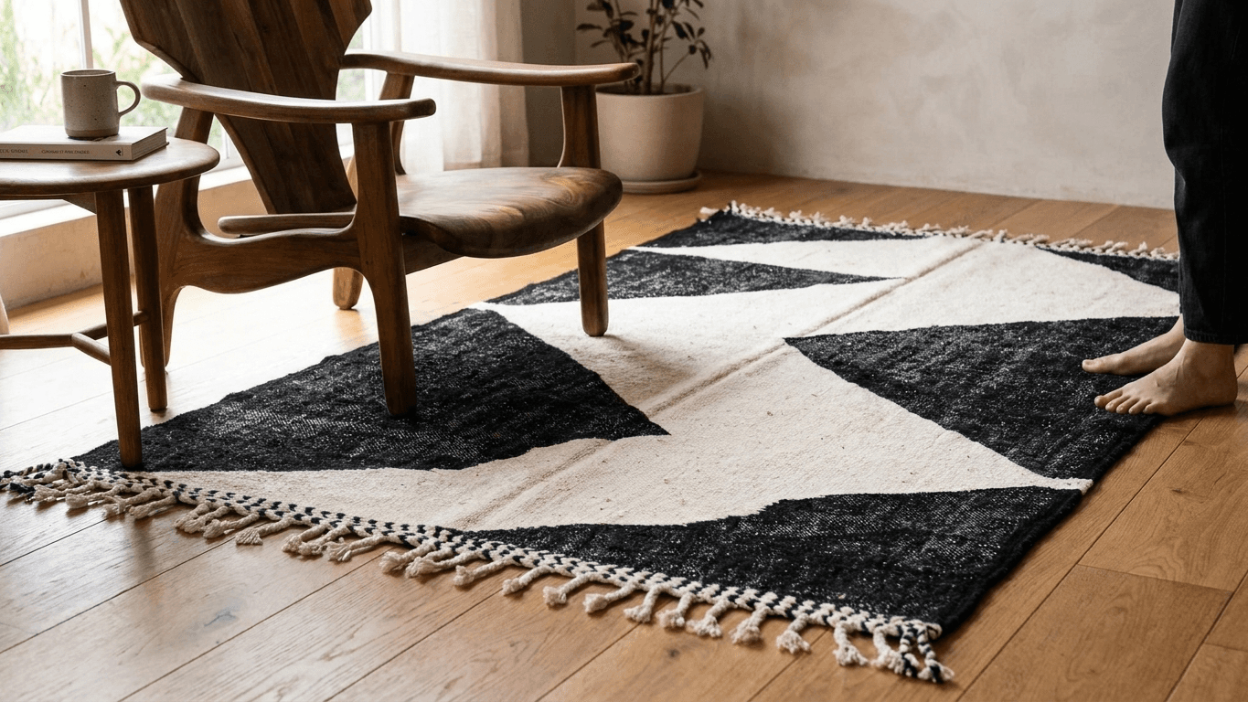 Black Chevron Kilim Taznakht Rug