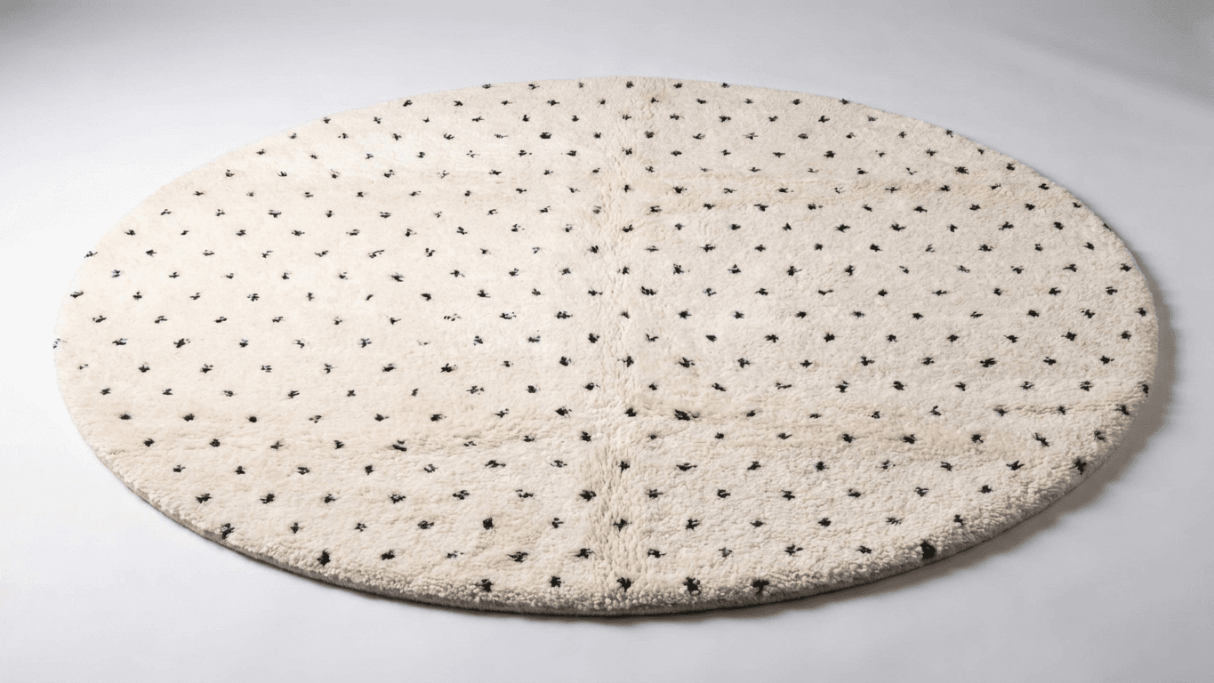 Ivory Speckled Round Beni Ourain Rug