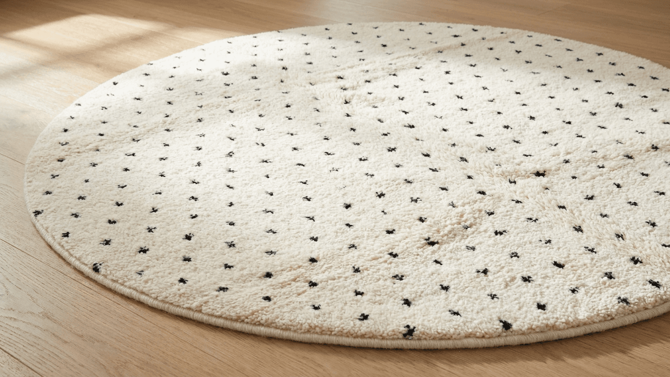 Ivory Speckled Round Beni Ourain Rug