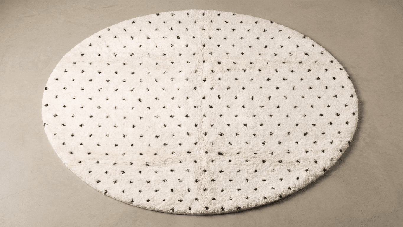 Ivory Speckled Round Beni Ourain Rug