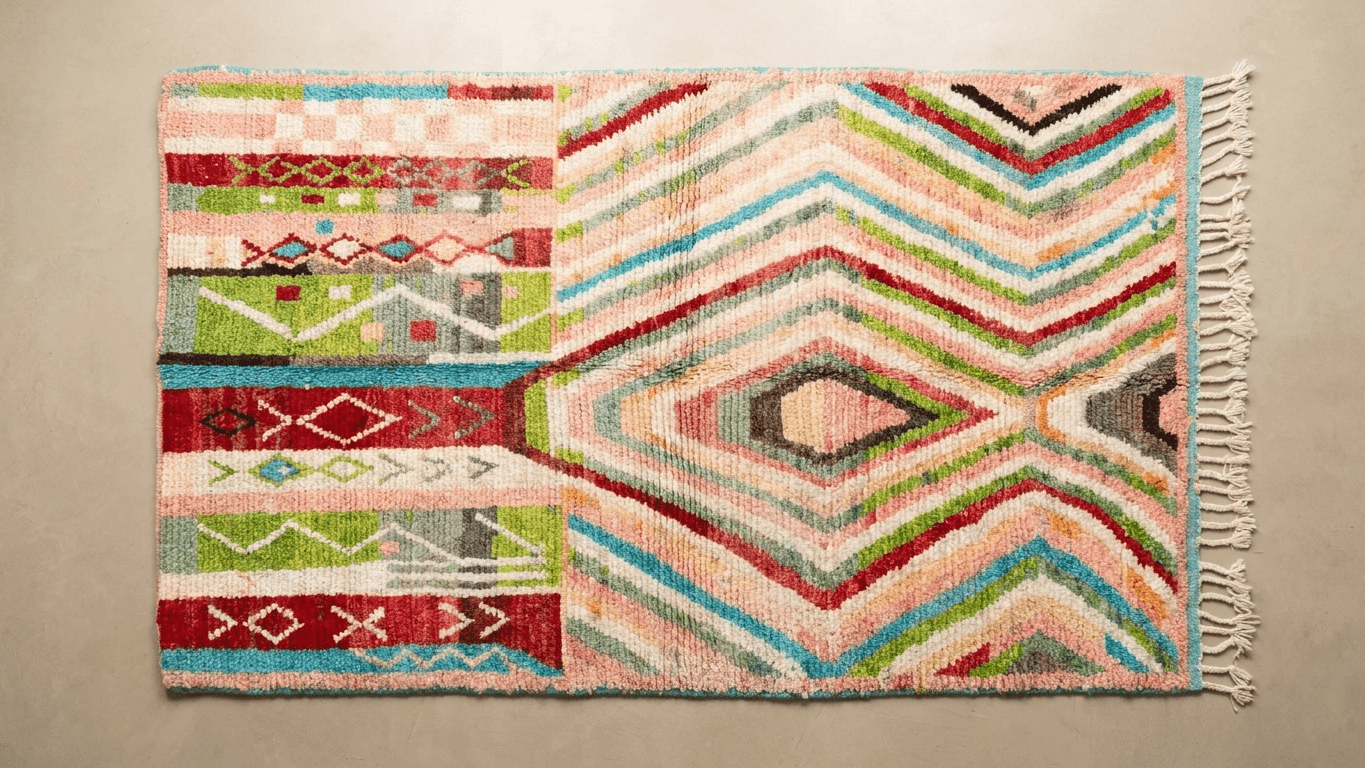 Handmade Boujad Wool Rug Custom Size Boho Decor Living Room