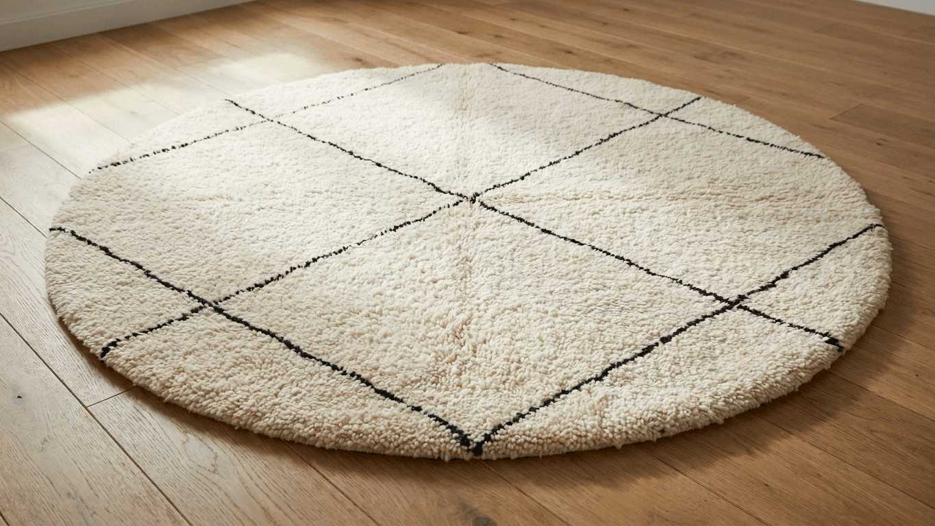Ivory Open Diamond Beni Ourain Rug