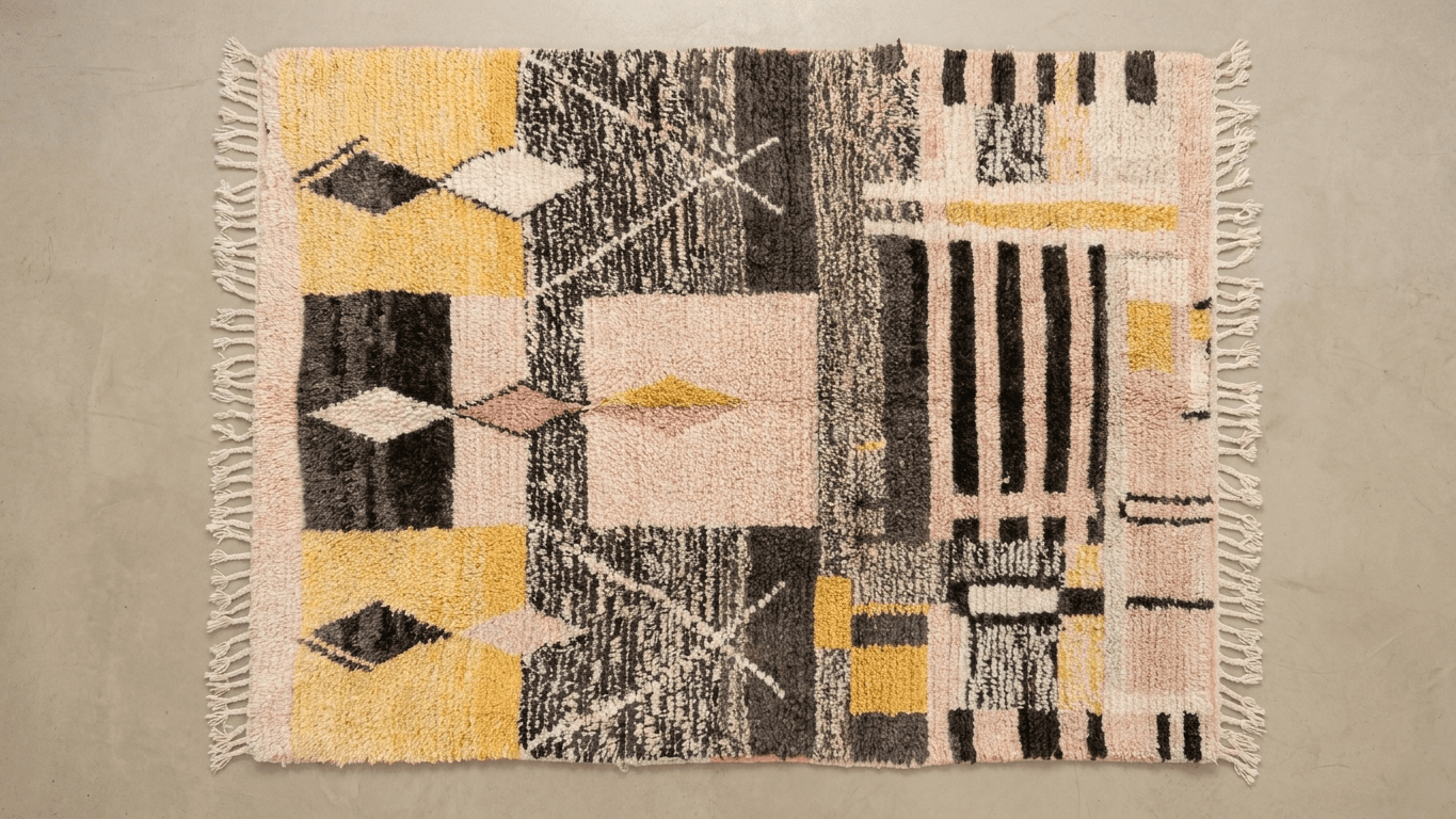 Handmade Wool Boujad Rug Custom Size Boho Living Room
