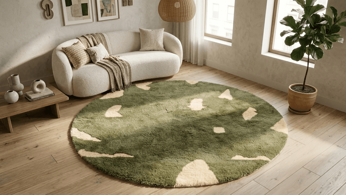 Handmade Wool Rug Beni Mrirt Boho Style Living Room Custom Size
