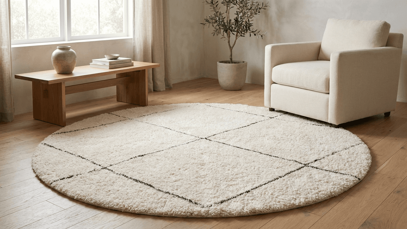 Ivory Open Diamond Beni Ourain Rug