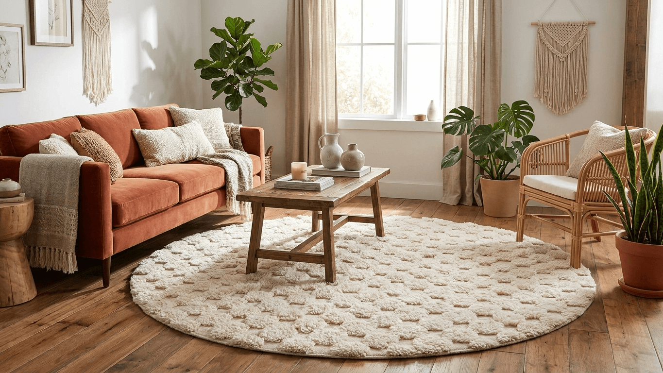 Handmade Wool Rugs Beni Ourain Custom Size Boho Living Room Decor