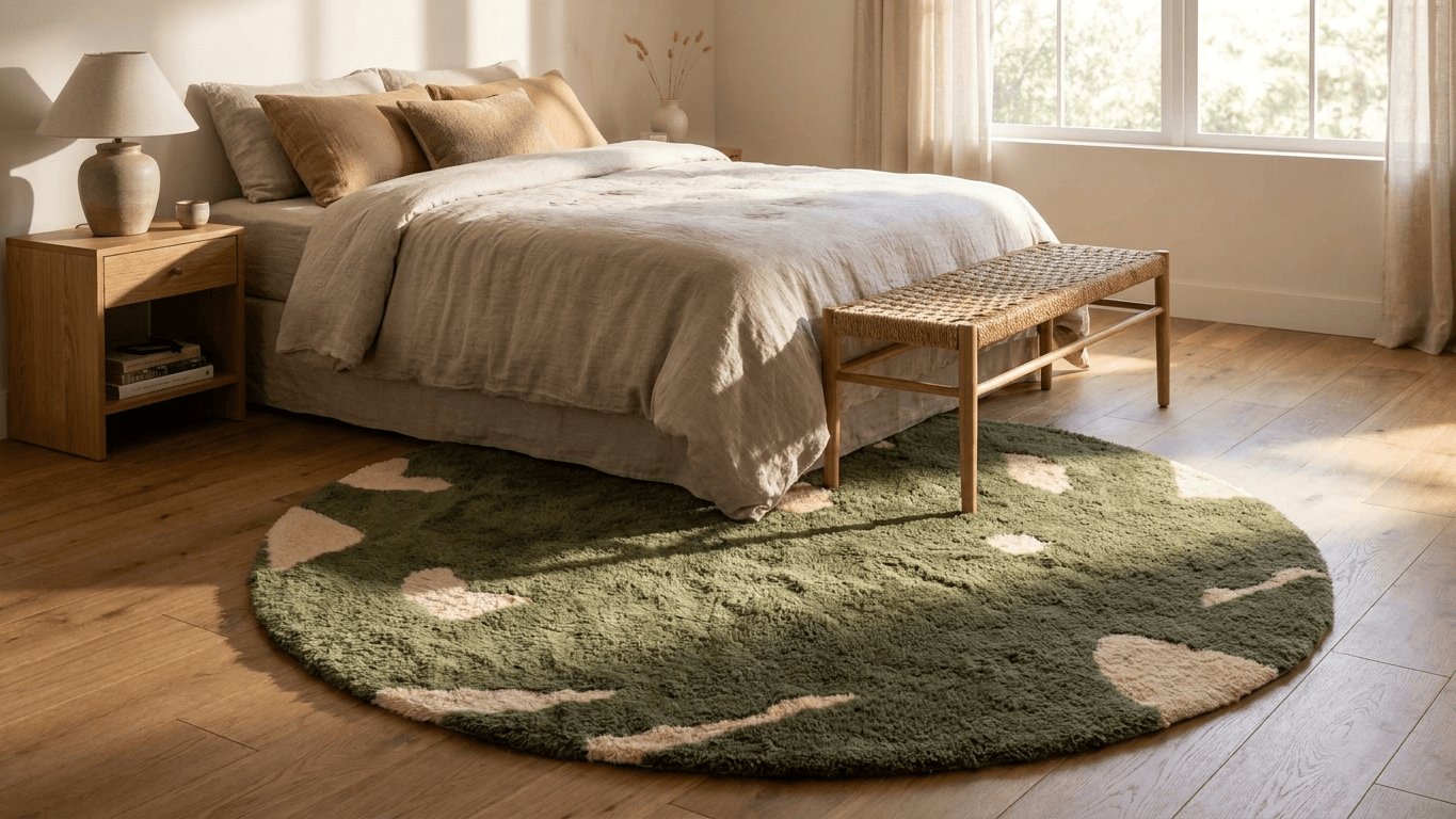 Handmade Wool Rug Beni Mrirt Boho Style Living Room Custom Size