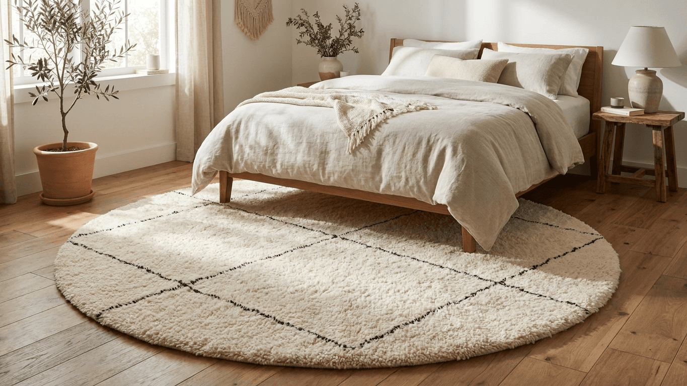 Ivory Open Diamond Beni Ourain Rug