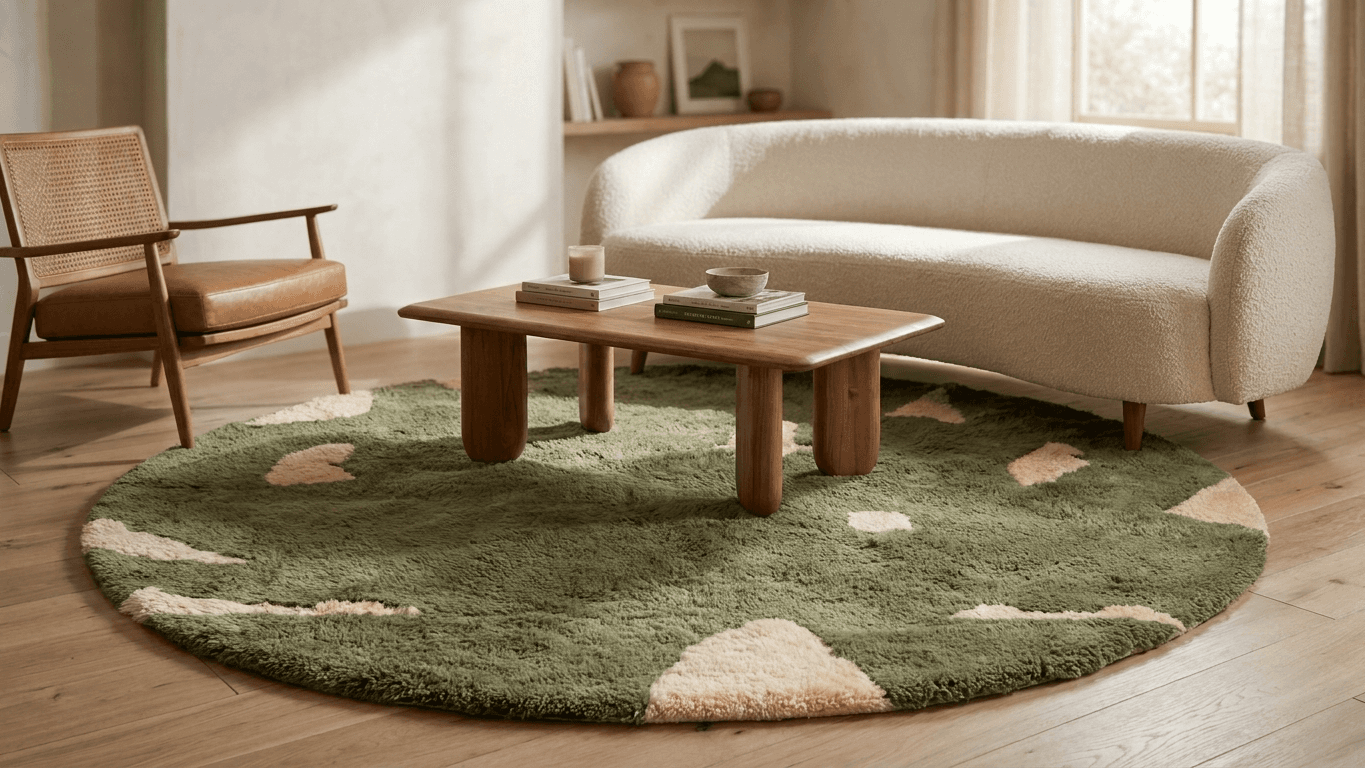 Handmade Wool Rug Beni Mrirt Boho Style Living Room Custom Size