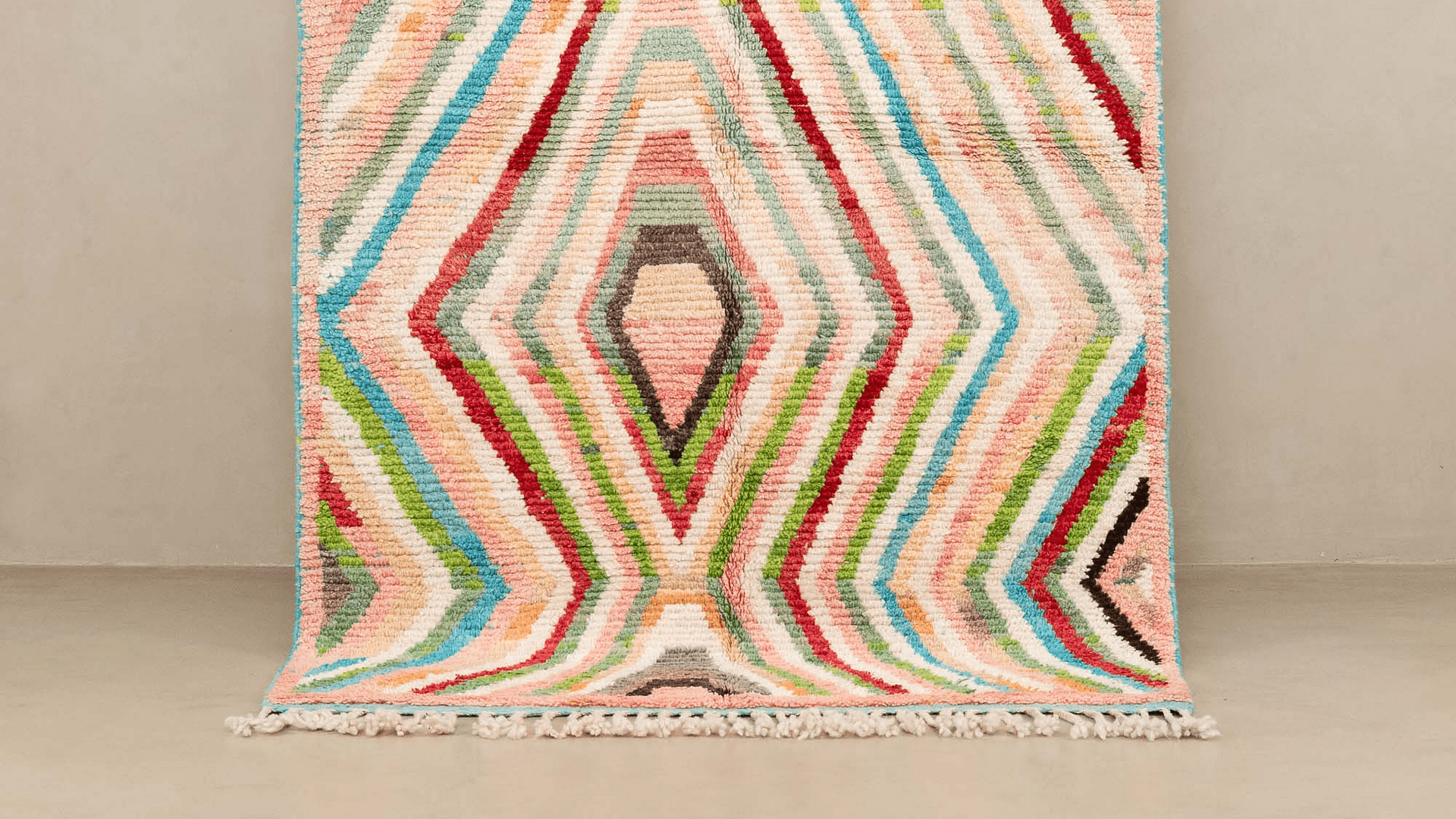 Handmade Boujad Wool Rug Custom Size Boho Decor Living Room