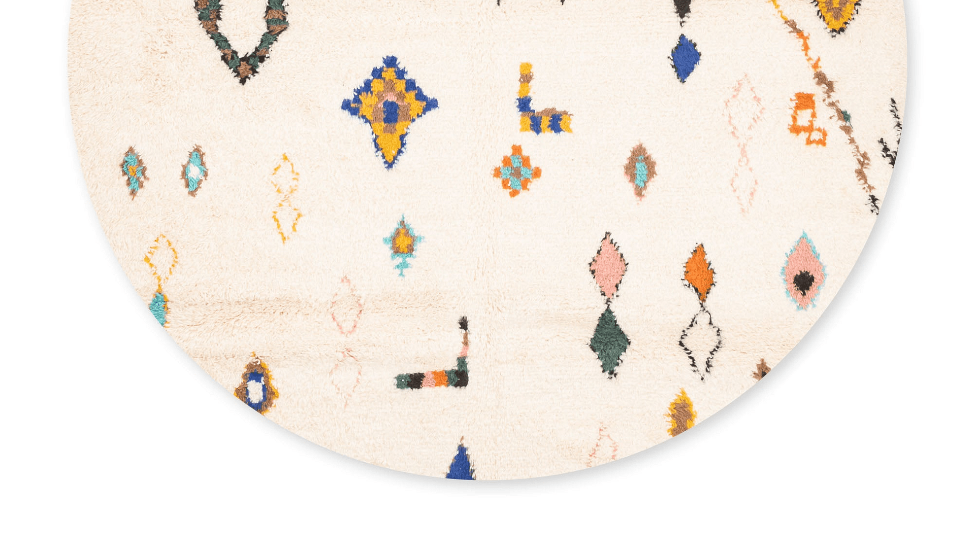 Ivory Diamond Round Beni Ourain Rug