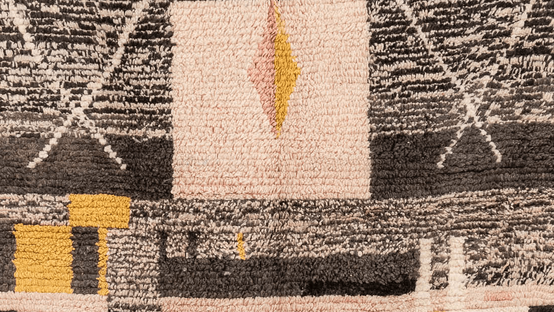 Handmade Wool Boujad Rug Custom Size Boho Living Room