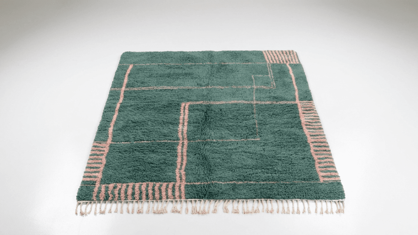 Handmade Wool Beni Ourain Rug Boho Living Room Decor