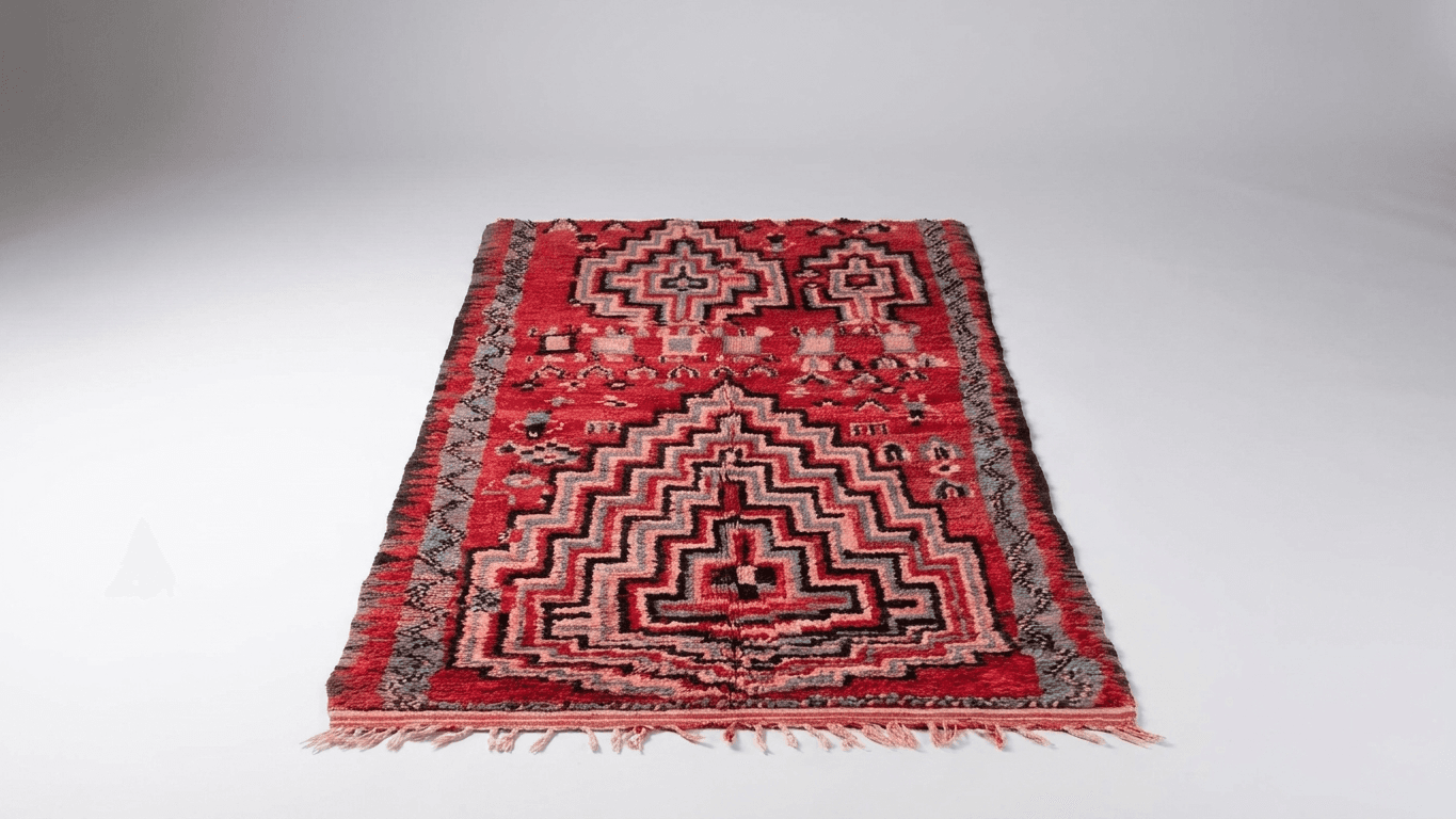 Handmade Wool Boujad Rug Custom Size Boho Living Room Decor