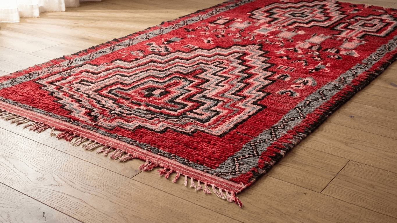 Handmade Wool Boujad Rug Custom Size Boho Living Room Decor