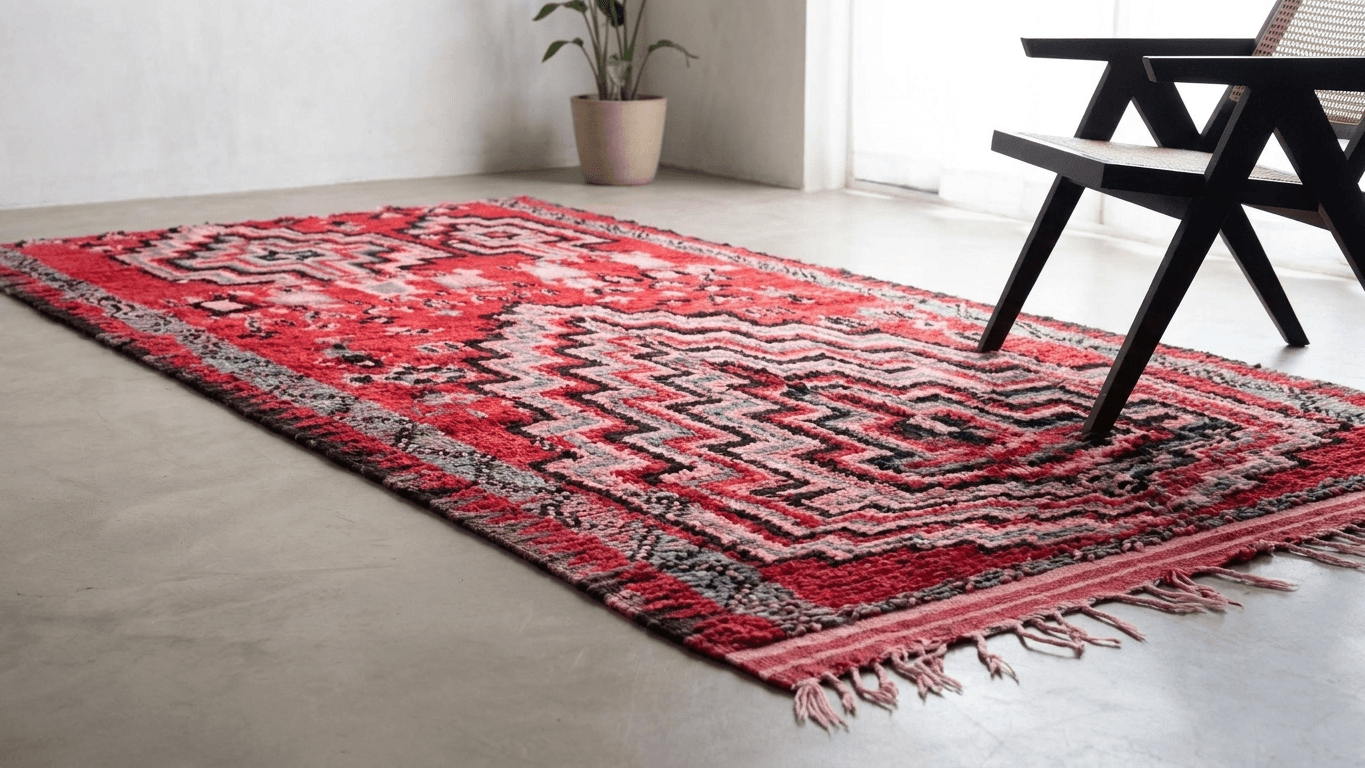 Handmade Wool Boujad Rug Custom Size Boho Living Room Decor