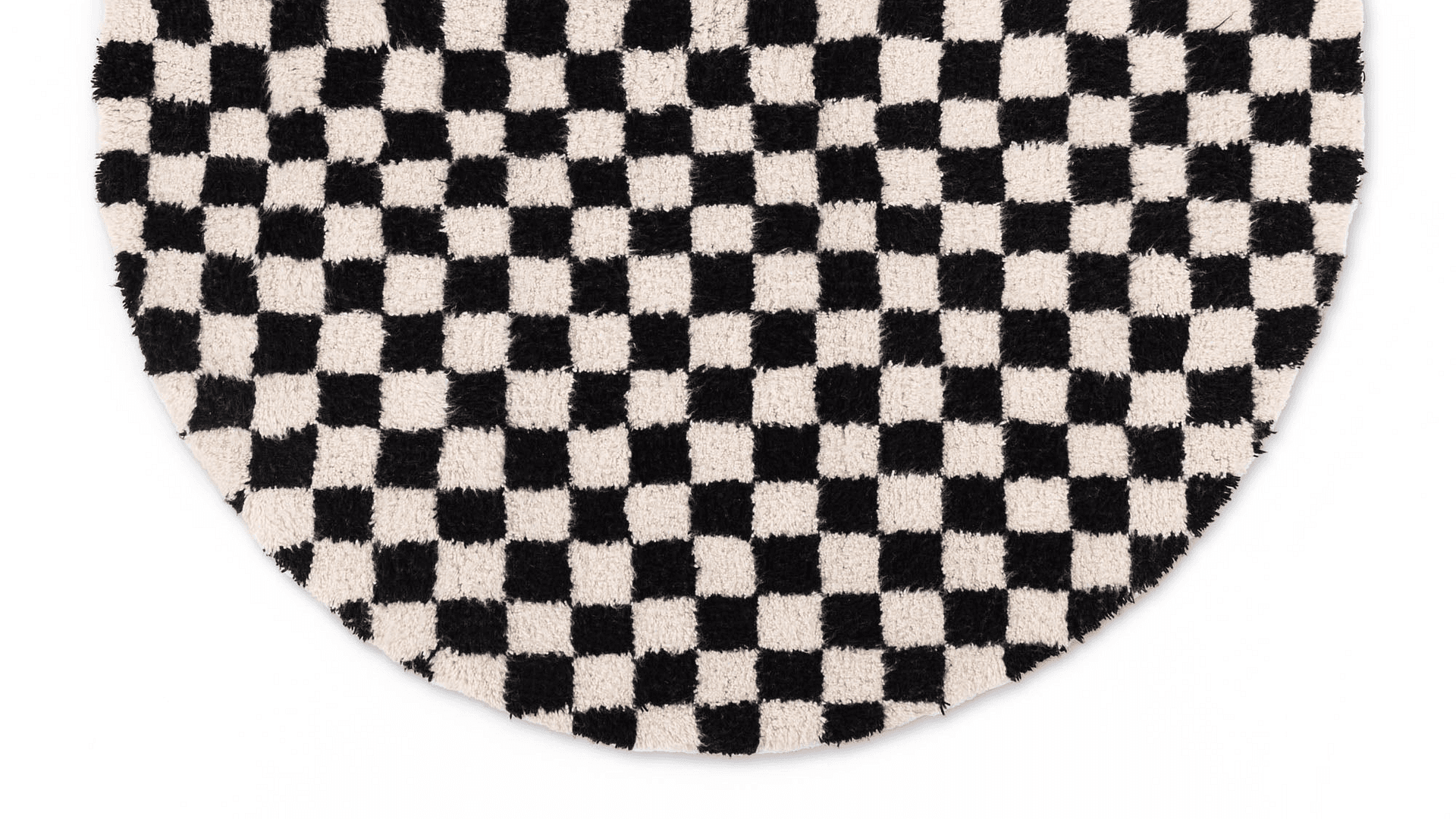 Black Checkered Round Beni Ourain Rug