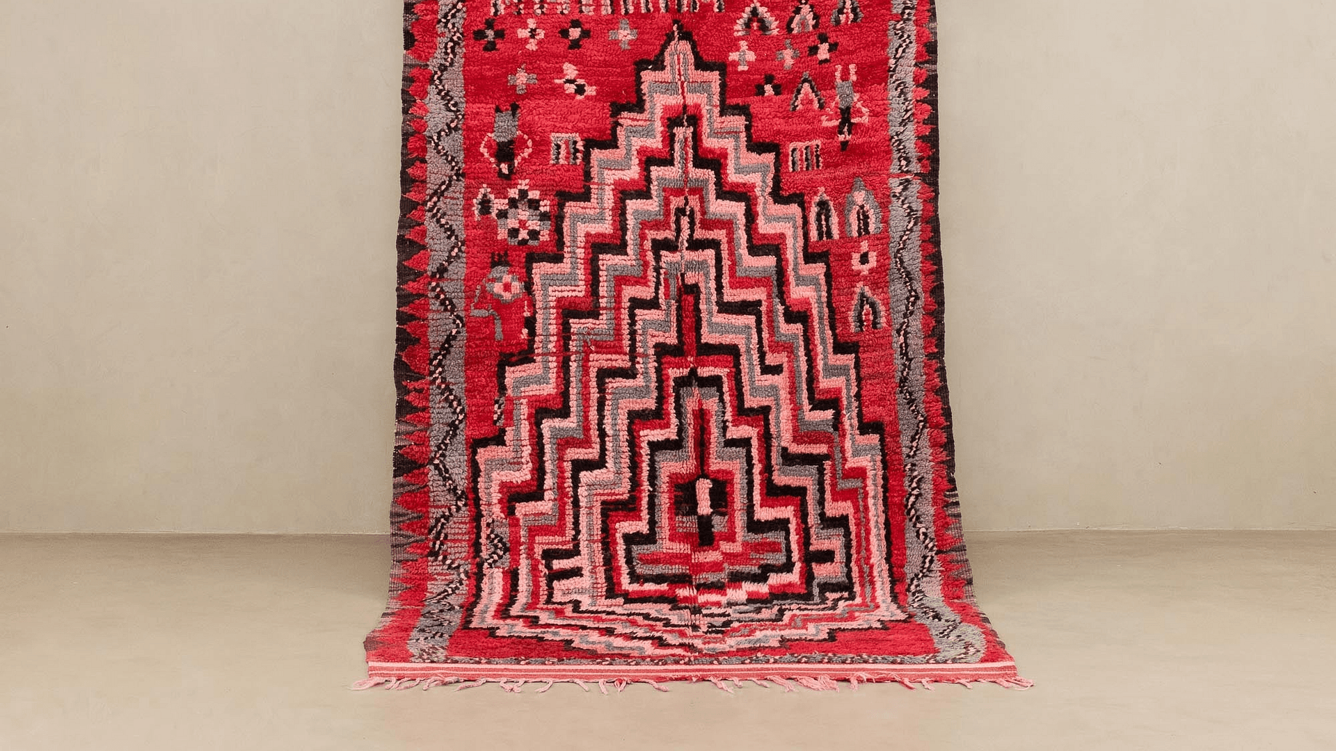 Handmade Wool Boujad Rug Custom Size Boho Living Room Decor